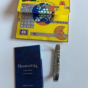 Nomination Italian stretch bracelet with details in Gold and Green Stone